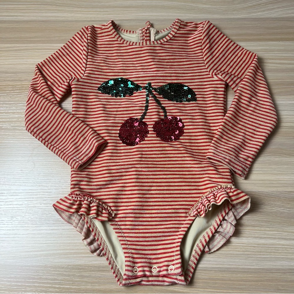 Red Striped Baby Bodysuit